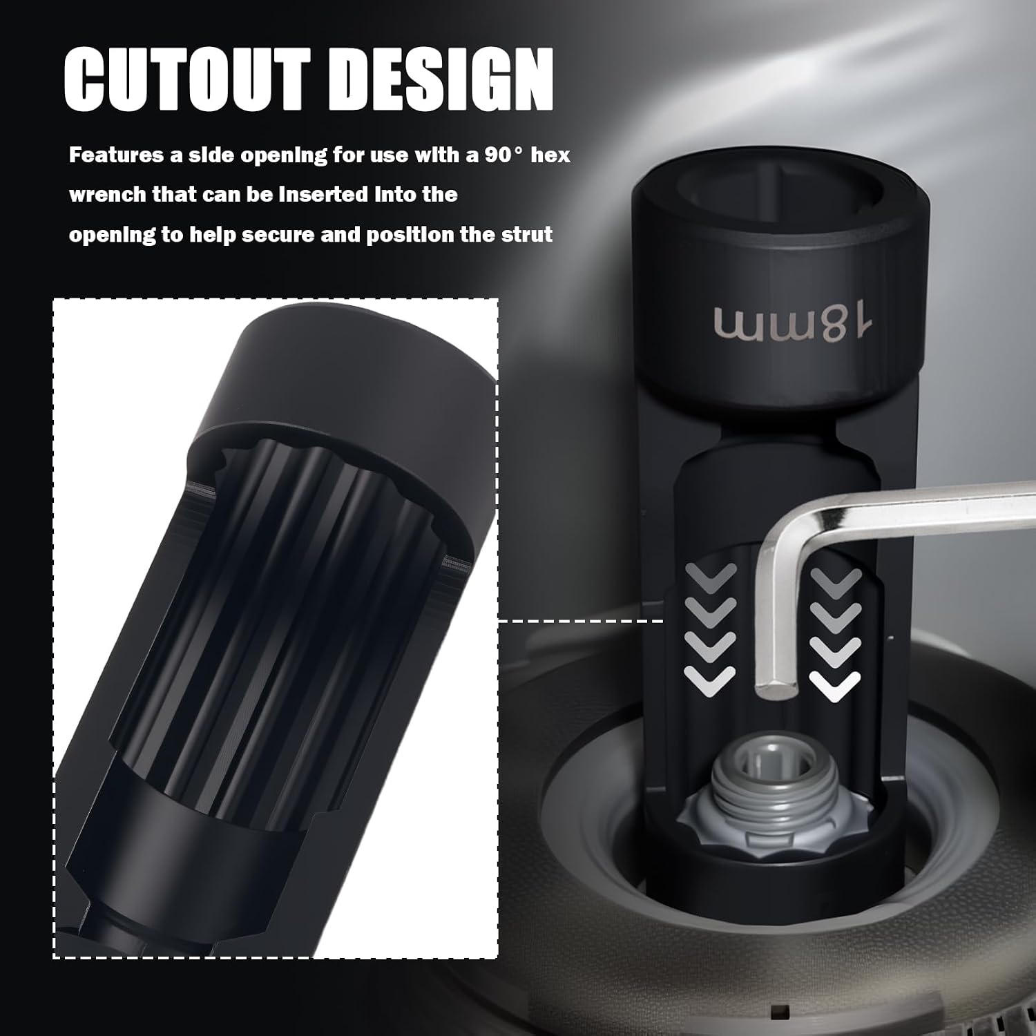 1/2" Drive 18mm Strut Nut Socket,12-Point Suspension Strut Socket for Shock Nut Dismantling,Professional Shock Absorber Sockets Automotive Tools for Most Vehicles Repair