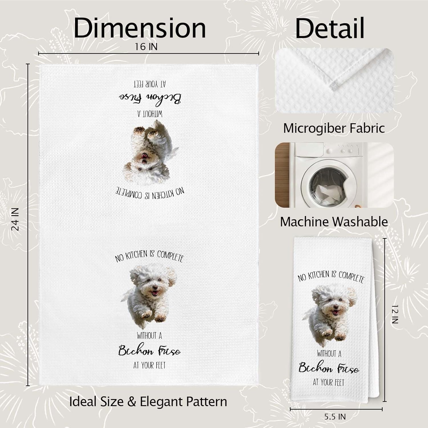 Funny Bichon Frise Kitchen Towels Set of 2, Dog Decor Dish Towels, Dogs Gifts for Dog Lovers Women, Funny Every Meal You Make Every Bite You Take Tea Hand Towel for Kitchen Decor 16x24 Inch - Image 7