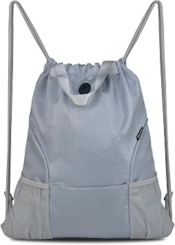 Moyad Drawstring Backpack Gym Bag for Women Men, Gray & Honeycomb Pattern
