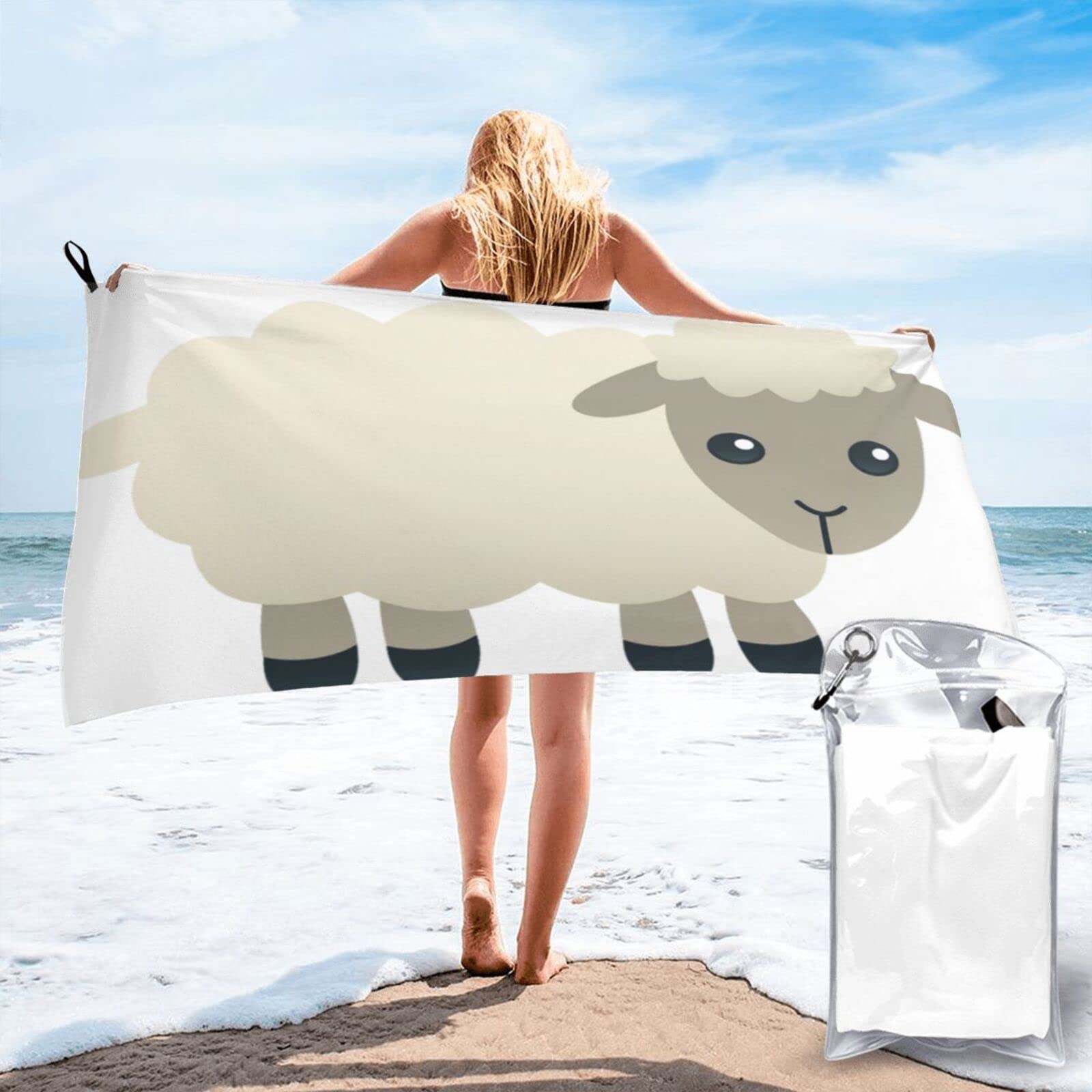 Serviette de plage microfibre mouton ultra absorbante et légère pour le sport