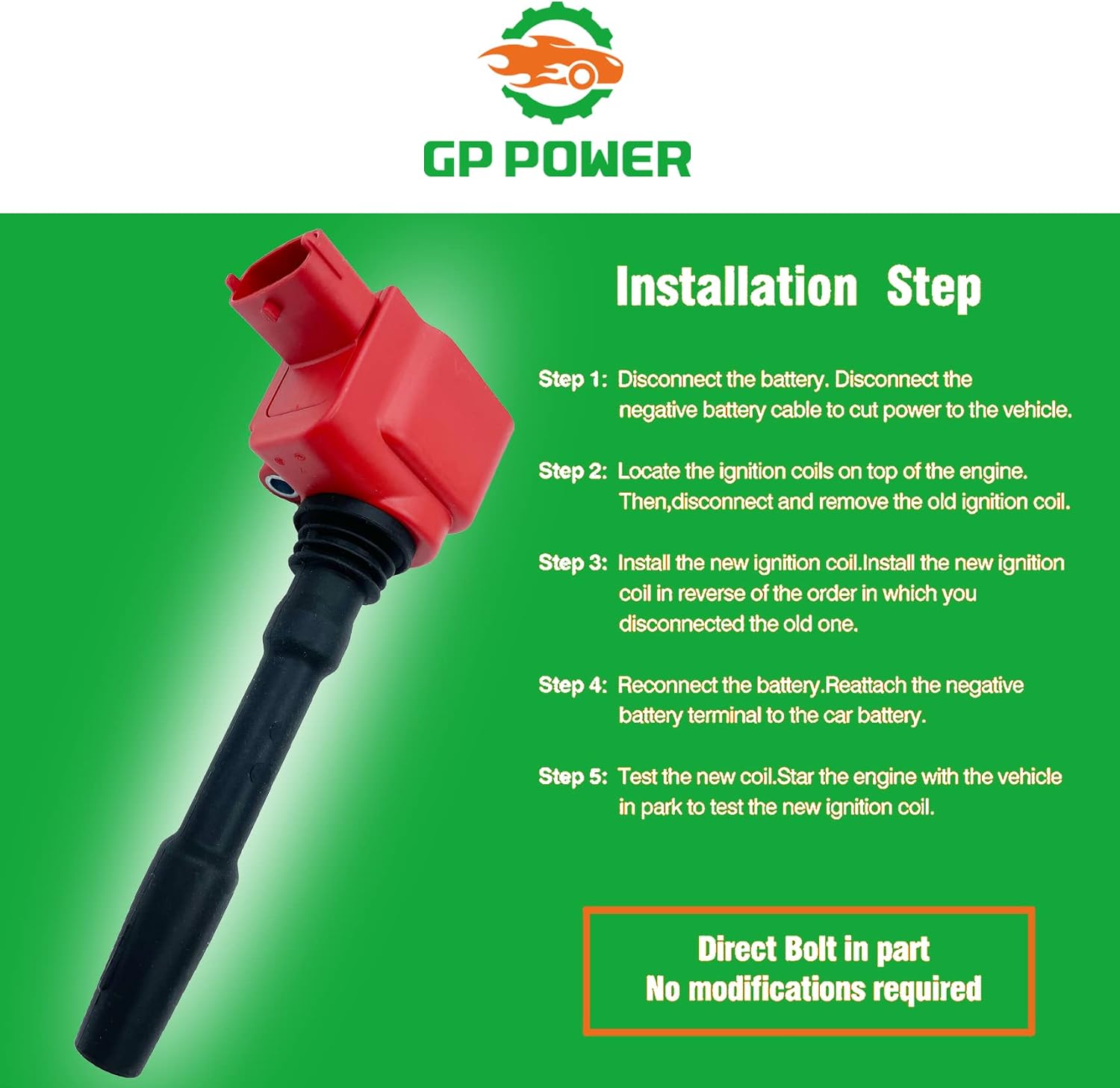 Ignition Coil Set of 6, Compatible with Maserati Ghibli, Quattroporte, Levante Models with 3.0T, 3.8T/M156/M157 Engines, Direct Replacement for OEM Part 000288233