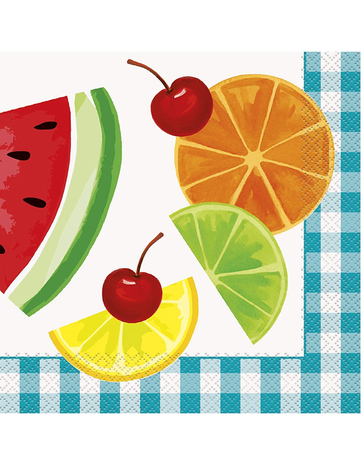 Unique Party 21032 - Teal Gingham Summer Picnic Paper Napkins, Pack of 16