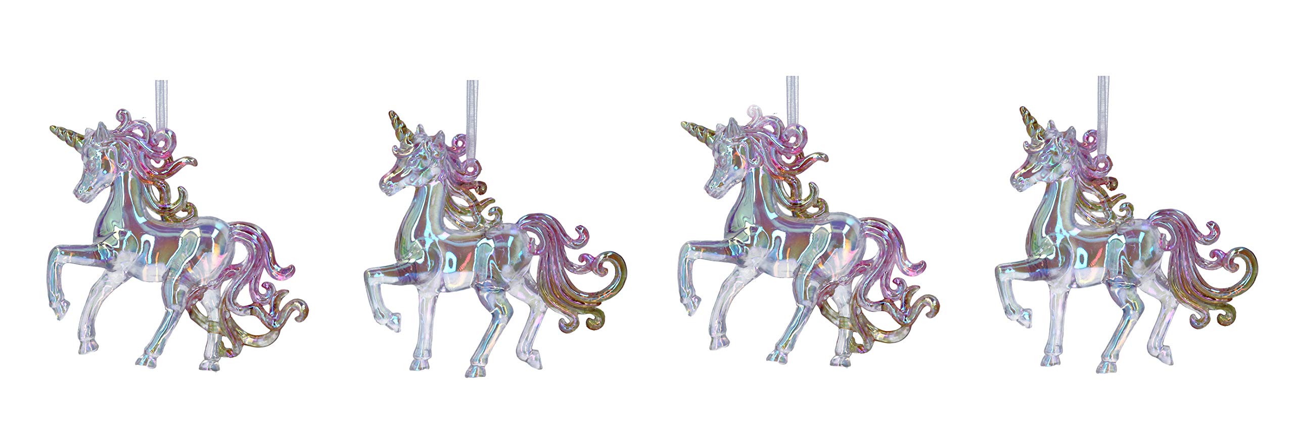Licornes acryliques de Gisela Graham aux finitions colorees et eclat de cristal transparent