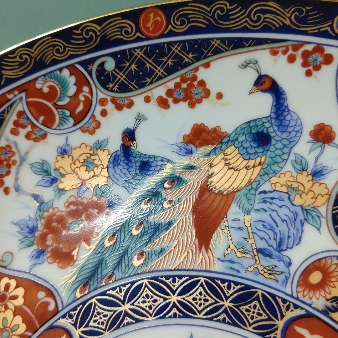 Amazon.co.jp: 有田焼 丸五謹製 伊万里 花鳥 牡丹 孔雀 色絵 金襴手 