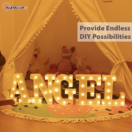 Miniatura 5 de HXWEIYE Letras iluminadas A, letrero con luces LED de marquesina 26 letras del alfabeto y 10 números, letra grande luminosa para fiesta, cumpleaños