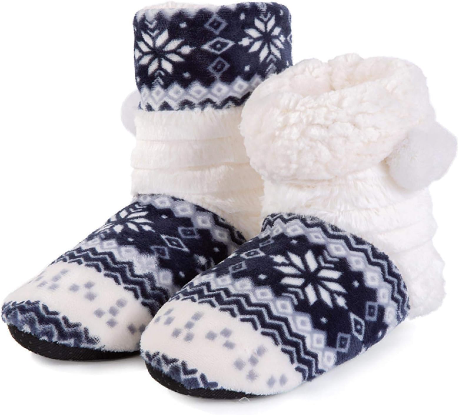 Ladies Indoor Socks Shoes Women slippers winter Plush Christmas slippers Floor shoes Woman Home slipper 5.5 Nava-blue