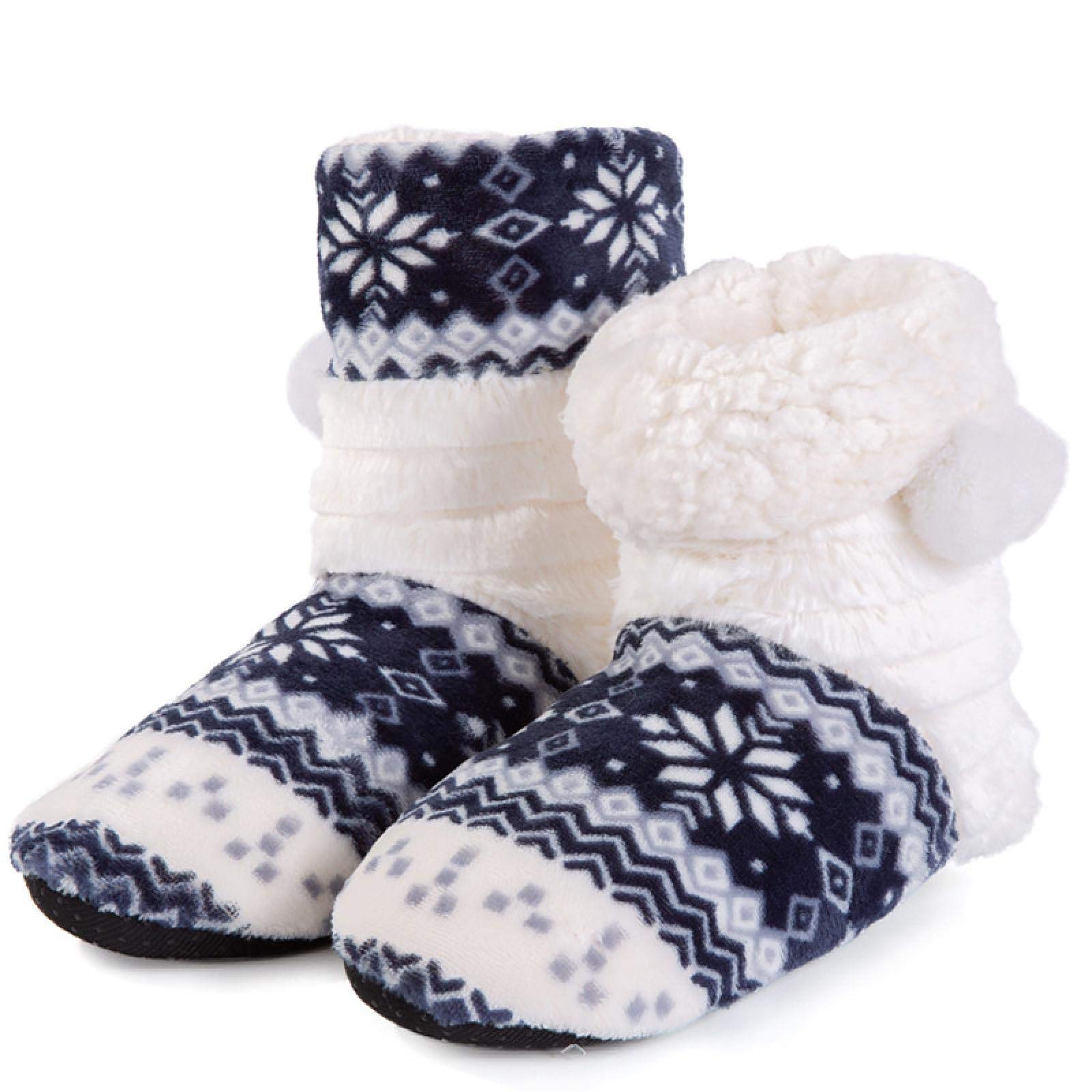 Ladies Indoor Socks Shoes Women slippers winter Plush Christmas slippers Floor shoes Woman Home slipper 5.5 Nava-blue