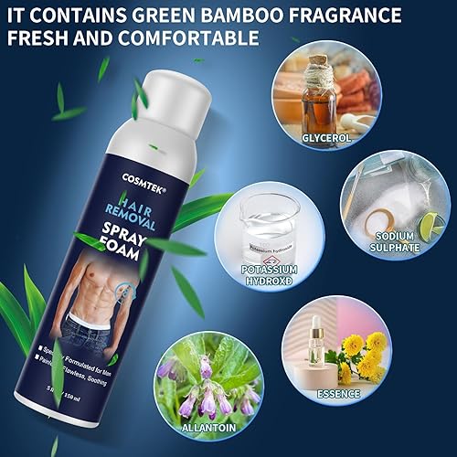 Miniatura 7 de Espuma en aerosol de depilación para hombres, crema depilatoria sin irritación, depiladora segura para axilas masculinas, pecho, espalda, piernas,