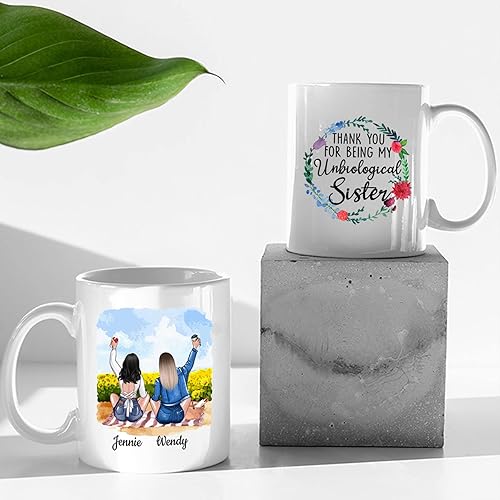 Vista 11 de Taza de café blanca de 2 mejores amigos, 11 onzas, 15 onzas, taza de amistad personalizada para mujeres, mejor amiga, mejor amiga, hermana, hermana