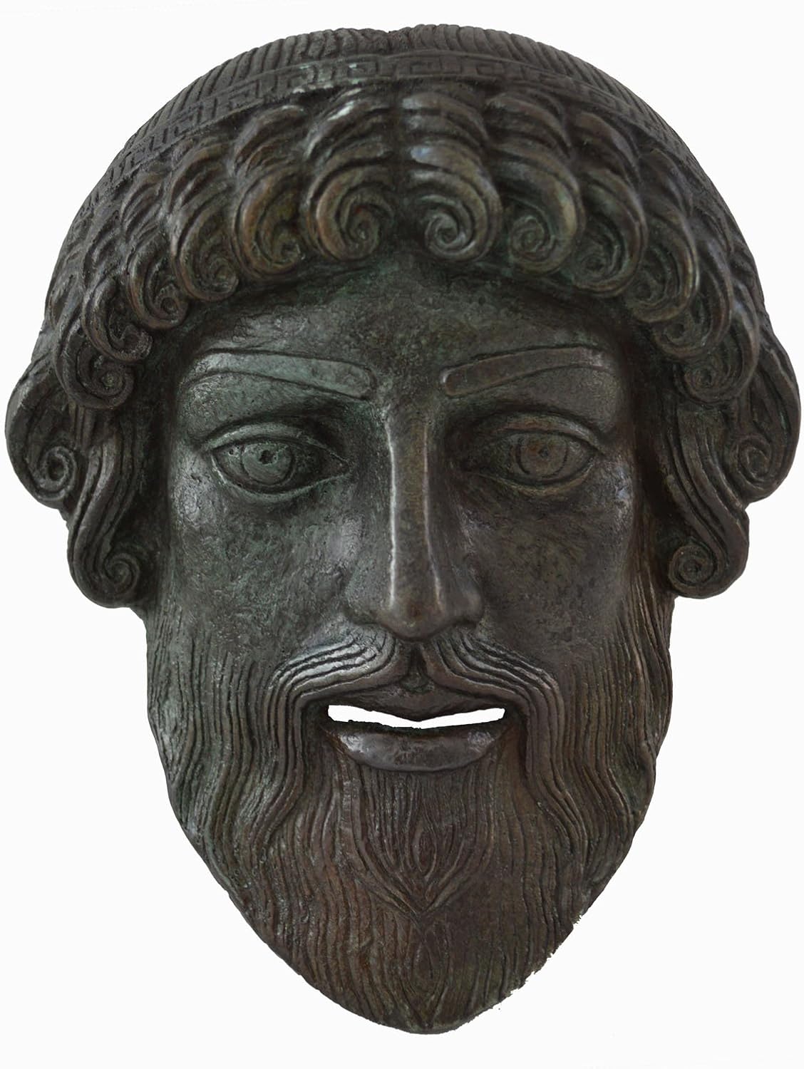 Estia Creations Poseidon Small mask with Bronze Color Effect - Ancient Greek Theatre - God of The Sea