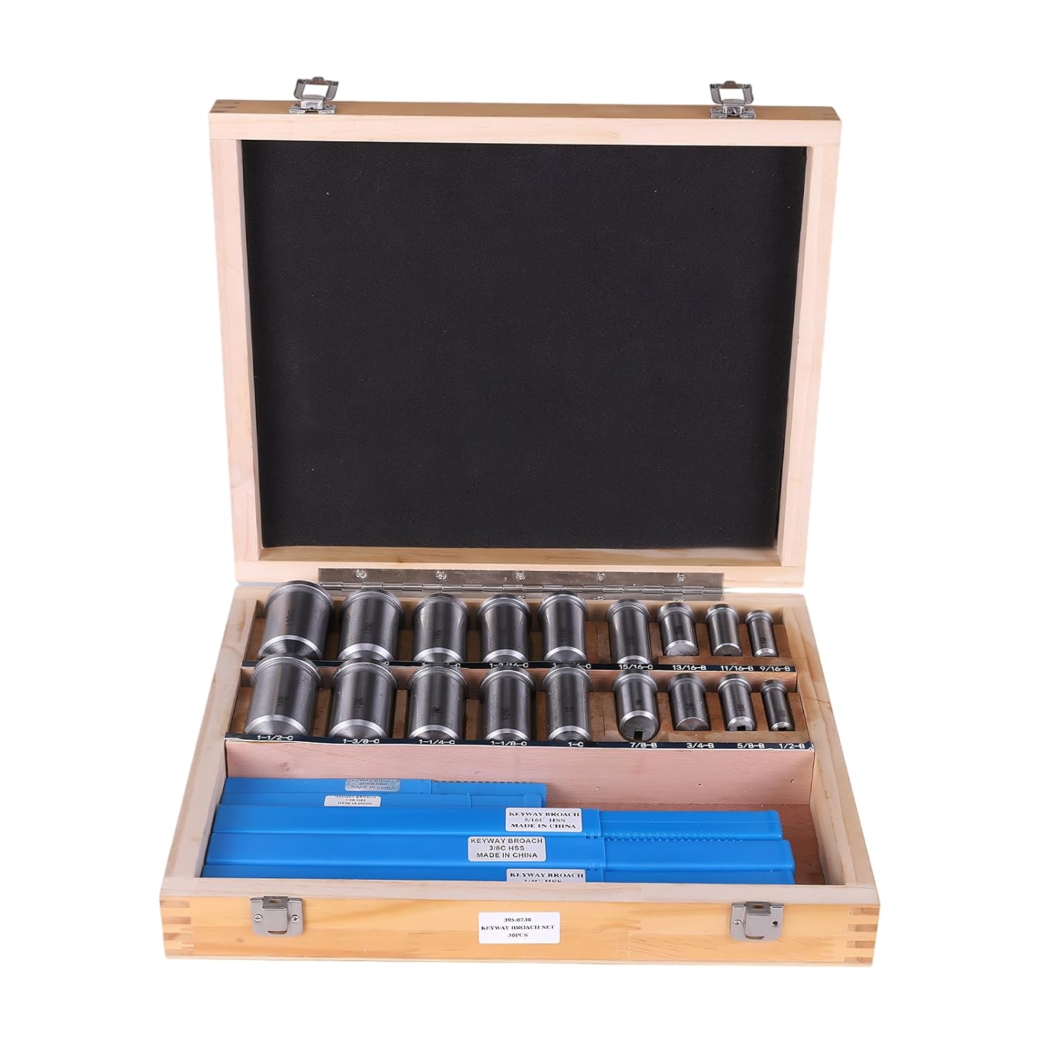 Generic Keyway Broach Kit Broach Bushing Shim Set with 5 Broaches 18 Bushings and 7 Shims 30pcs for Metalworking and Manufacturing