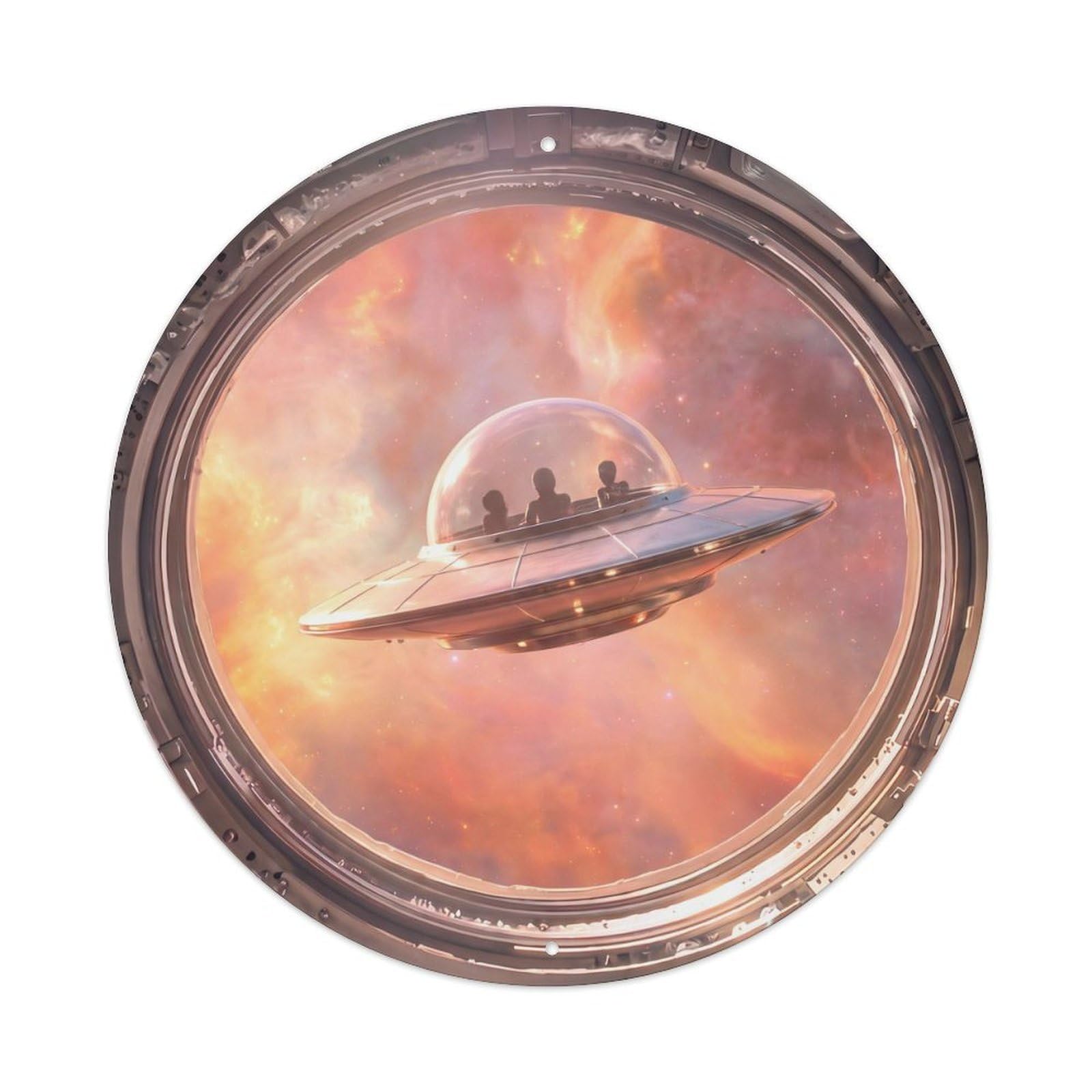 Metal Tin Sign Dome Saucer from Space Station Porthole