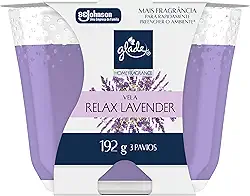 Glade Vela Aromatica Perfumada, Relax Lavander, 3 Pavios, 192g