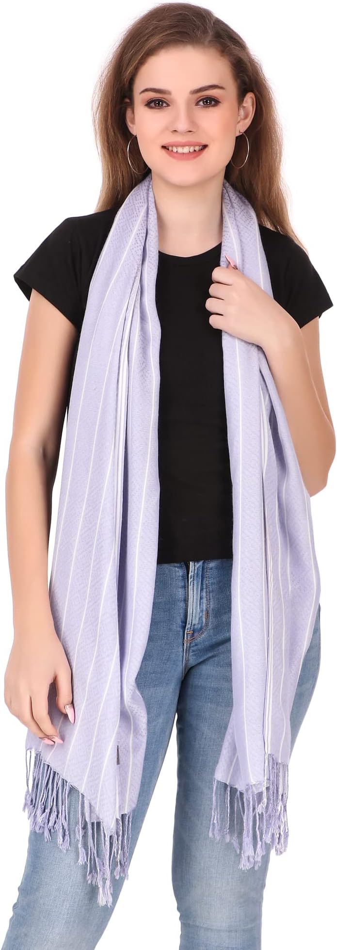 stole/scarf for girl/ladies Colour- Light Purple soft viscose cotton blend ethnic pattern scarves pack of 1 ST-37