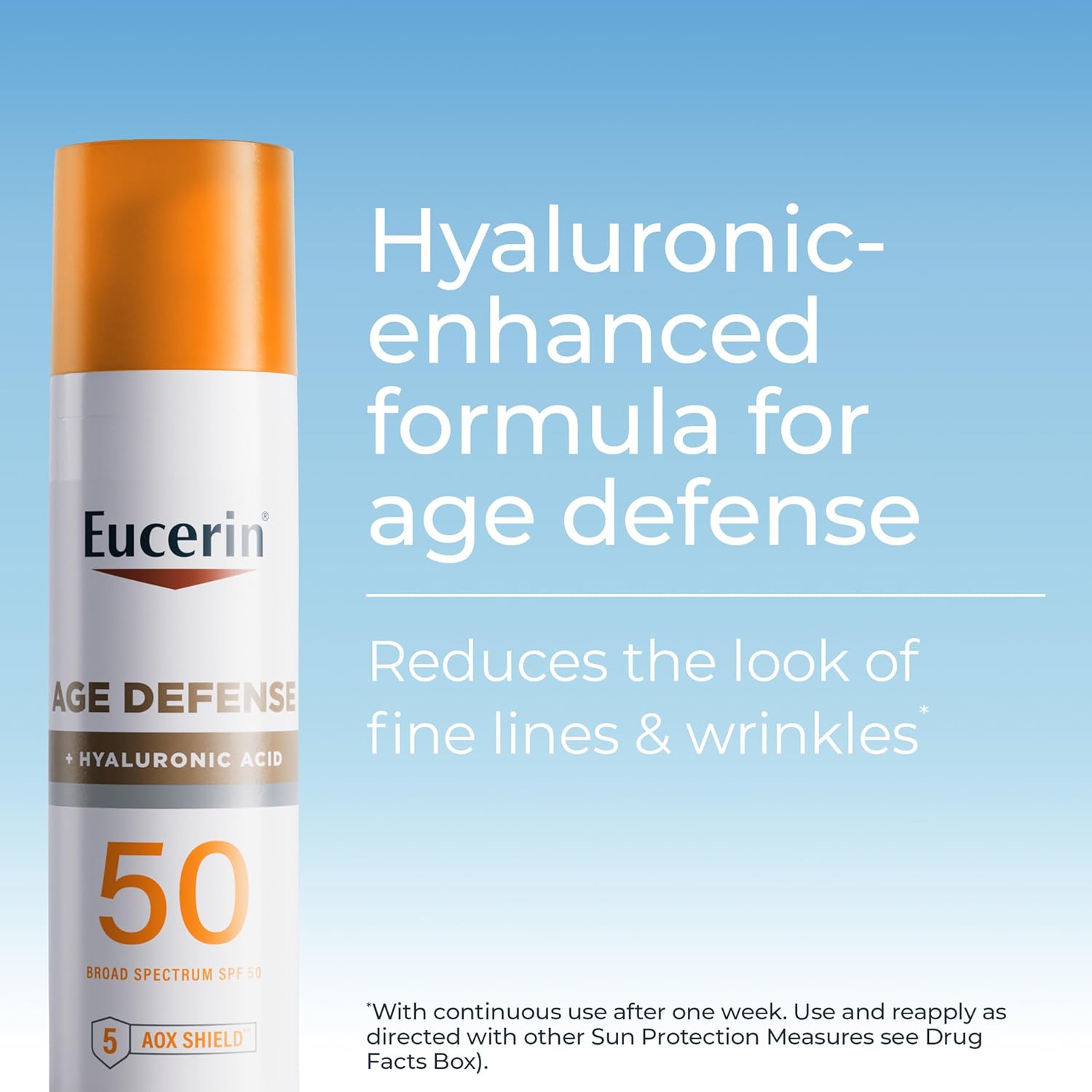 Eucerin Sun Age Defense SPF 50 Face Sunscreen – Hyaluronic Acid, Hypoallergenic, 2.5 fl oz - Image 3