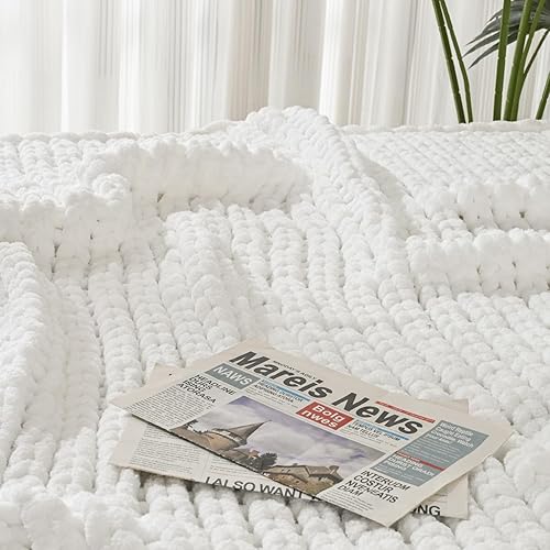 Miniatura 7 de Manta de punto grueso recientemente mejorada, versión más apretada, hecha a mano de chenilla, súper suave, manta de punto trenzado de hilo grueso