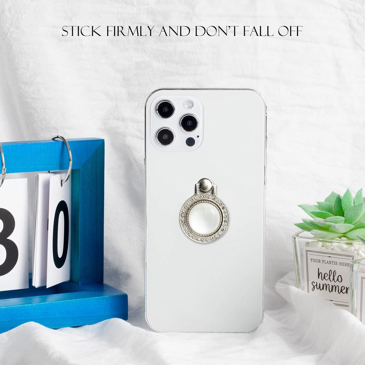 [2 Packs] Gemstones Glitter Bling Bling Phone Ring Holder, Sparkle Phone Ring Grip Artificial Diamond Stand,Rhinestone Cell Finger Ring for Phones,Pad image 5