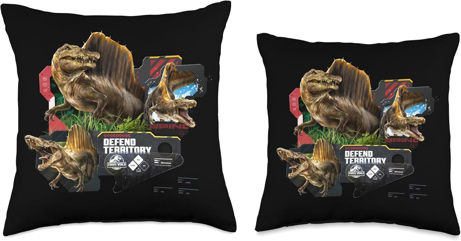 Jurassic World Rebirth Spinosaurus Defend Territory Throw Pillow