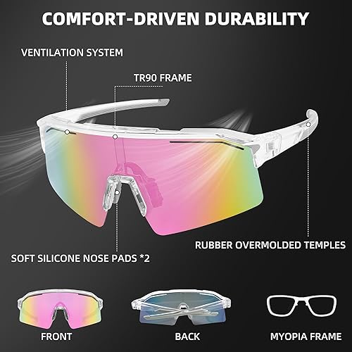 Miniatura 5 de Sports Sunglasses for Men Women Unbreakable UV400 Protection Goggles Baseball Running Cycling Glasses