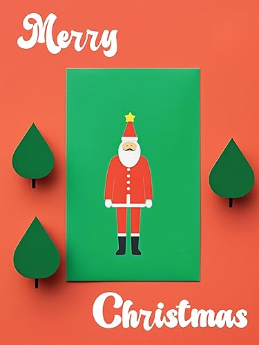 Miniatura 2 de Letrero iluminado para patio, caballete y pieza de obra de arte individual (Cutout Claus) Decoraciones de Papá Noel, Feliz Navidad, funciona con