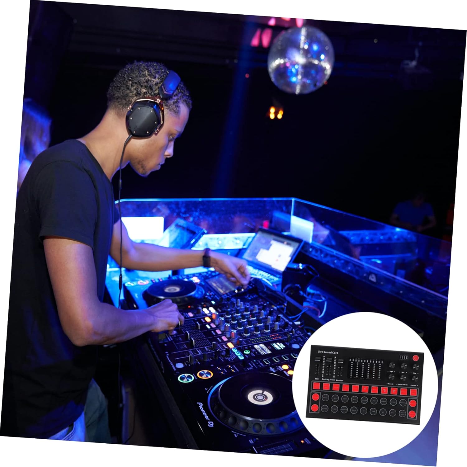 POPETPOP Versatile Voice Disguiser and Audio Mixer Portable Sound Card for Live Streaming Karaoke and Gaming Compatible Computer and Mobile Devices