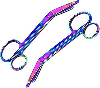 PRECISE CANADA 2 Pcs Multi Rainbow Color One Large Ring Lister Bandage Scissors 7.25