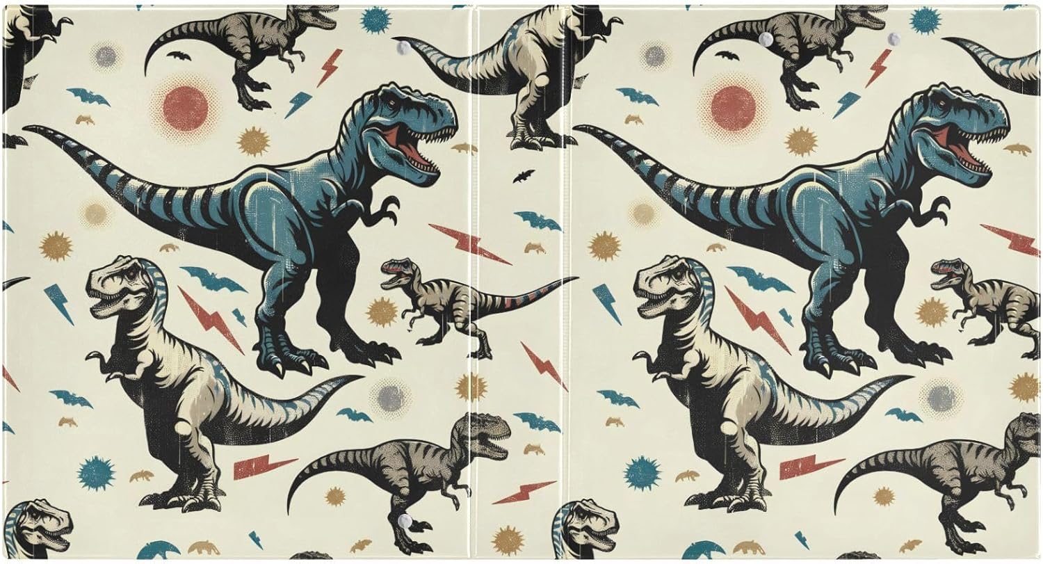 JIPONI 3 Ring Binder Dinosaurs Rex 1 Inch Round Binders for Men Women Students, Cute File Organizer for Office School, 1pc