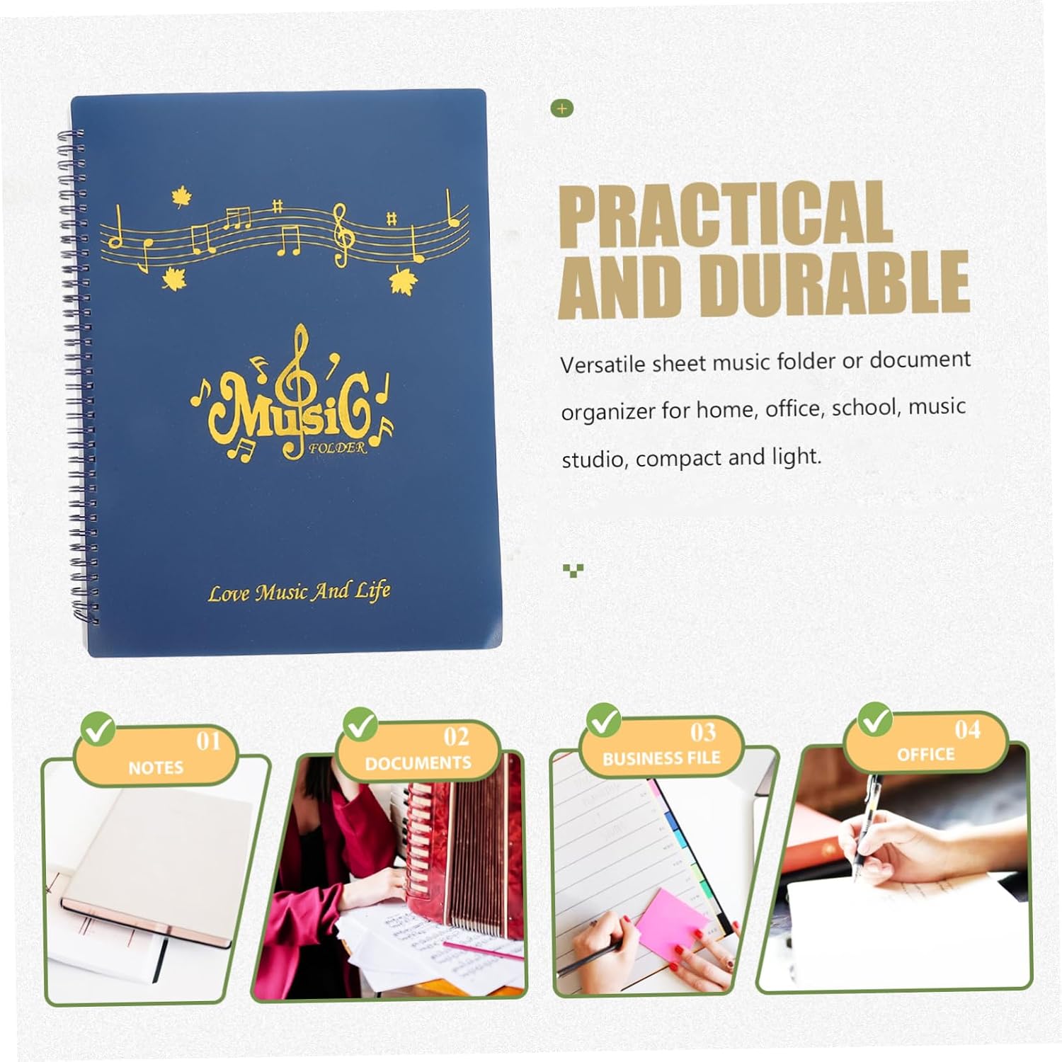 Abaodam Non-Reflective 30 Pages for Piano and Marching Band 1-Piece Music Score Storage Sturdy Flip Folder for Sheet Music Organization