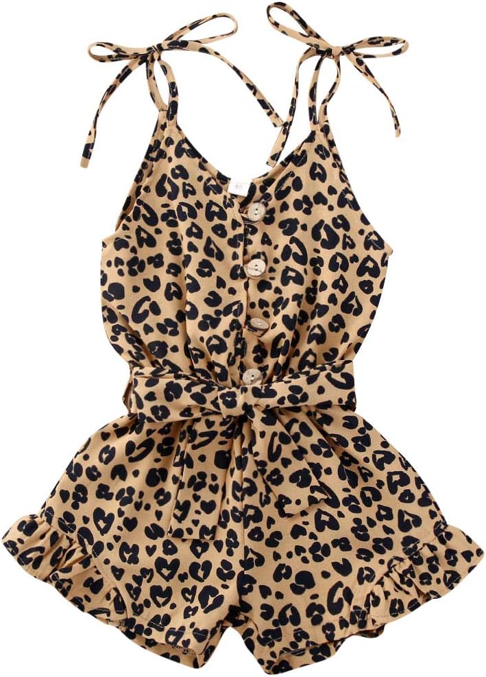 Toddler Baby Girl Heart Print Suspender Romper Jumpsuit Playsuit Holiday Clothes Kids Summer Outfit