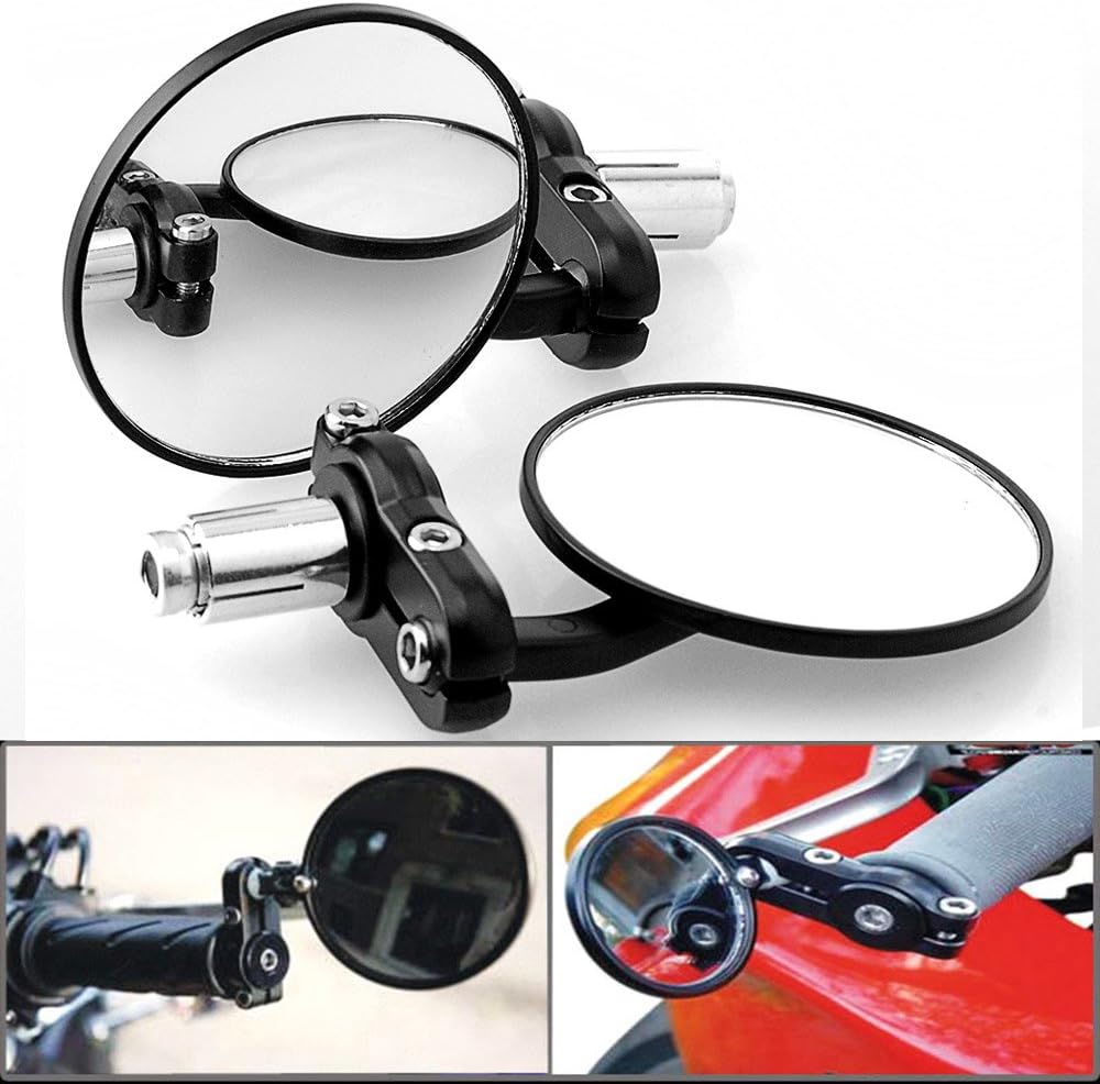 2x Black 3" Round 7/8" Handlebar Bar End Blindsight Rearview Side Mirror For Sport Bike Honda NSR 125 RC 51