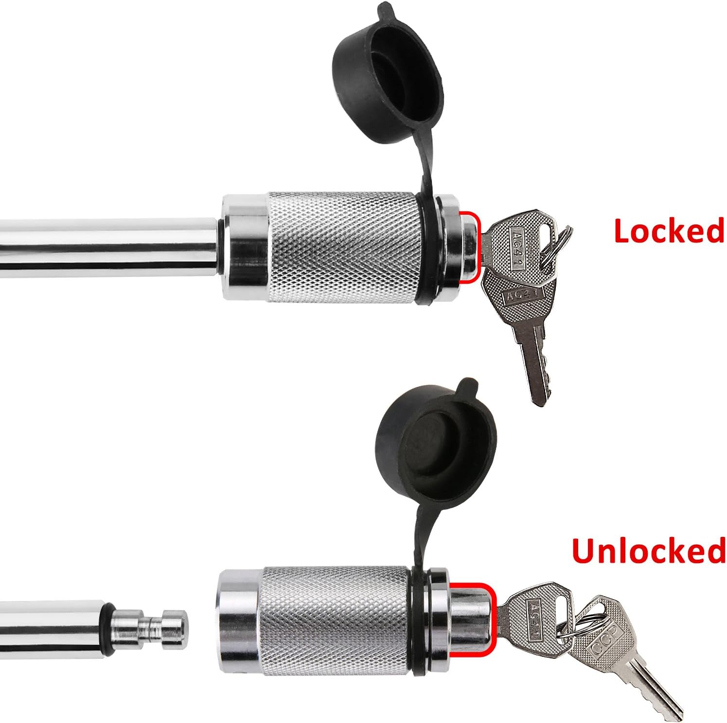 LIBERRWAY Hitch Pin Lock Hitch Lock 5/8" Trailer Lock Trailer Hitch Pins Lock Receiver Lock with Silicone Protective Cap