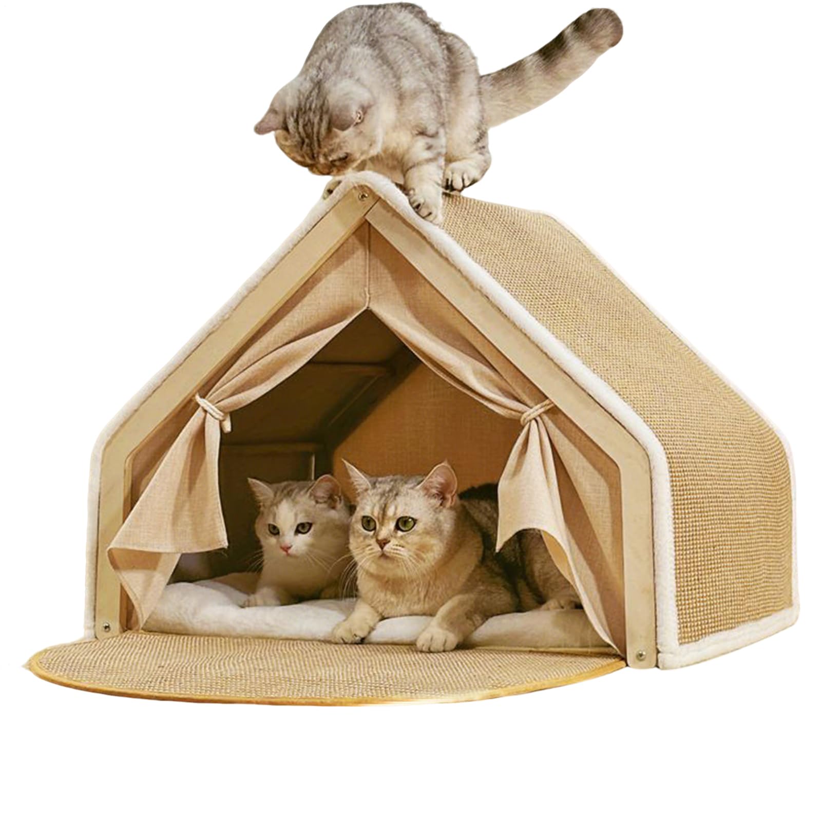 Tenda Cuccia Gatti Casa per con Tiragraffi in Sisal per Riposo e | Rifugio Invernale Caldo per Gatti per Interni Casa Soggiorno Camera da Inverno