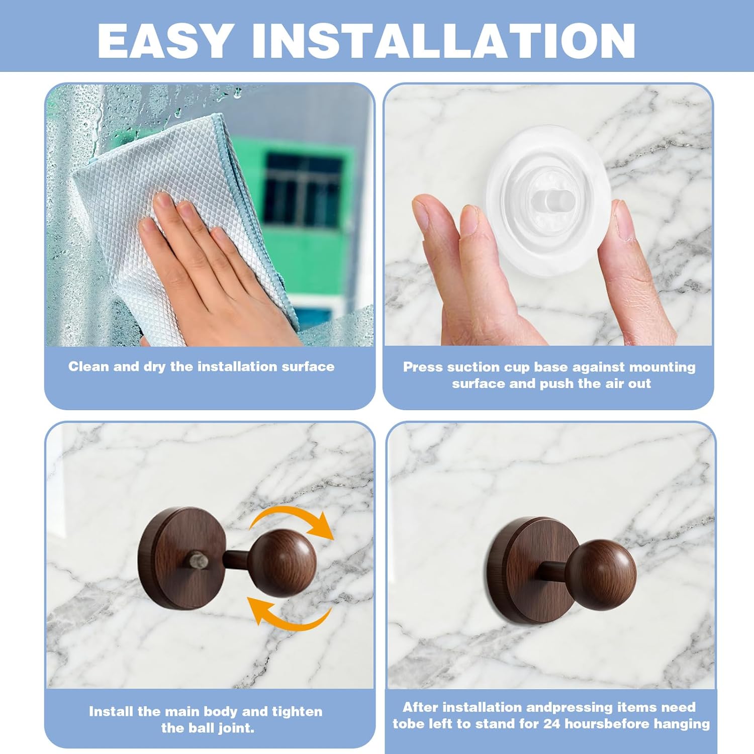 Suction Cup Hooks for Shower,Wreath Hangers for Front Door,Removable No-drill Towel Hooks for Door Wreaths/Bathroom/Glass Window/kitchen,Ideal for Holiday Door Decoration(2 pcs-4 suction cups) thumbnail