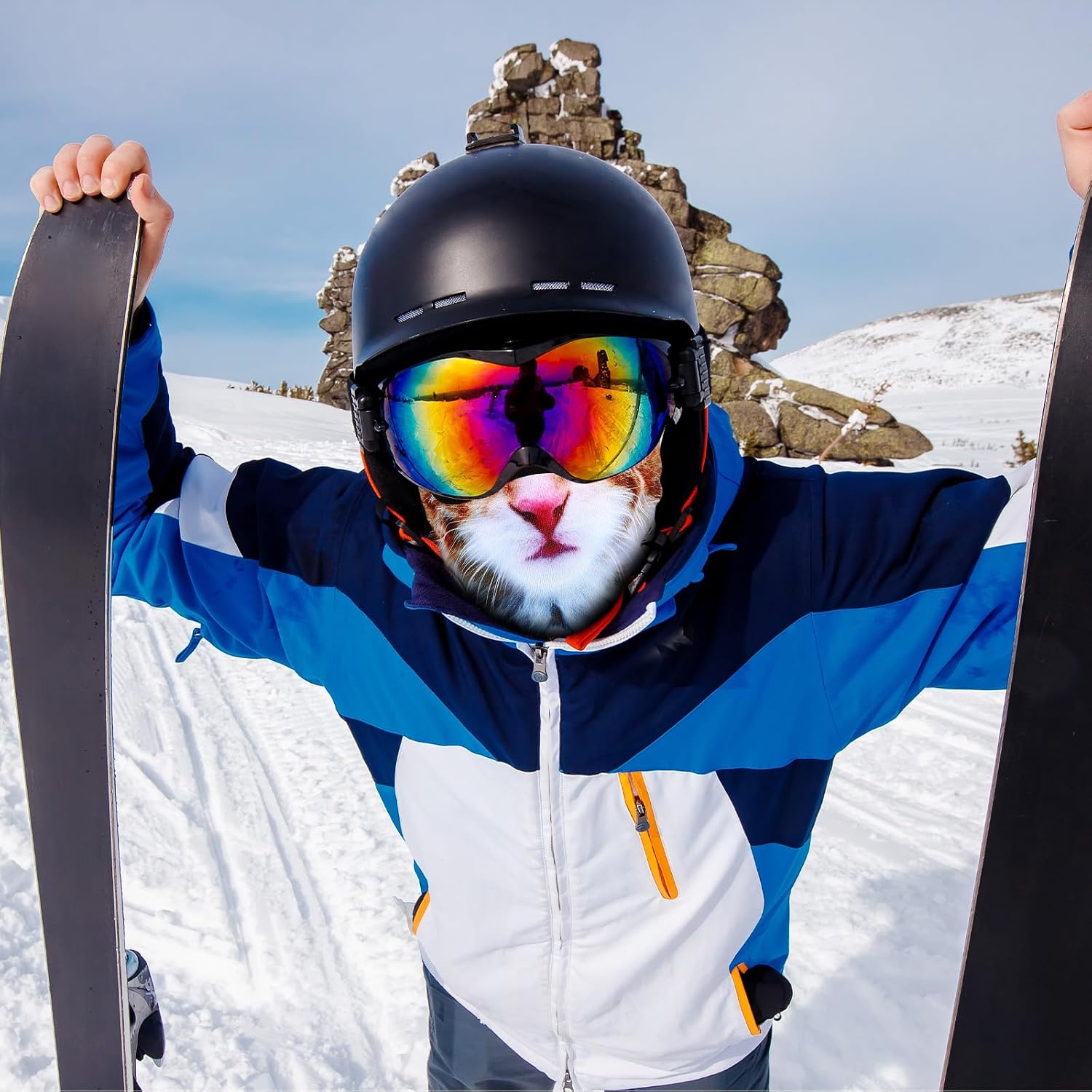Shyyween 3D Cat Ski Mask Dog Balaclava Sheisty Breathable Cycling Mask Ice Silk Face Cover for Sunscreen Protection Outdoor