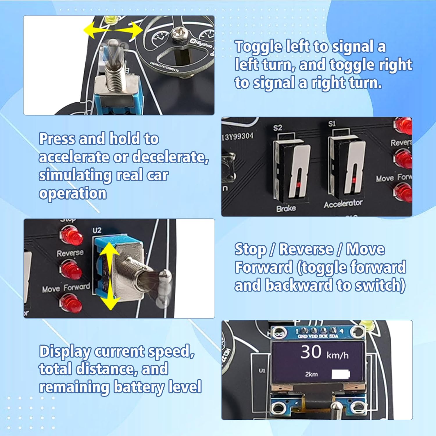 MIOYOOW Car Driving Simulator Soldering Kit, STEM DIY Electronic Project with Gear Shifting, Lights & OLED Display, Educational Solder Practice Kit for School Learning
