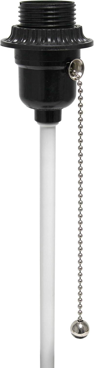 Simple Designs LT1085-GOW White Hammered Metal Organizer Table Lamp with USB charging port and Fabric Shade, Gray