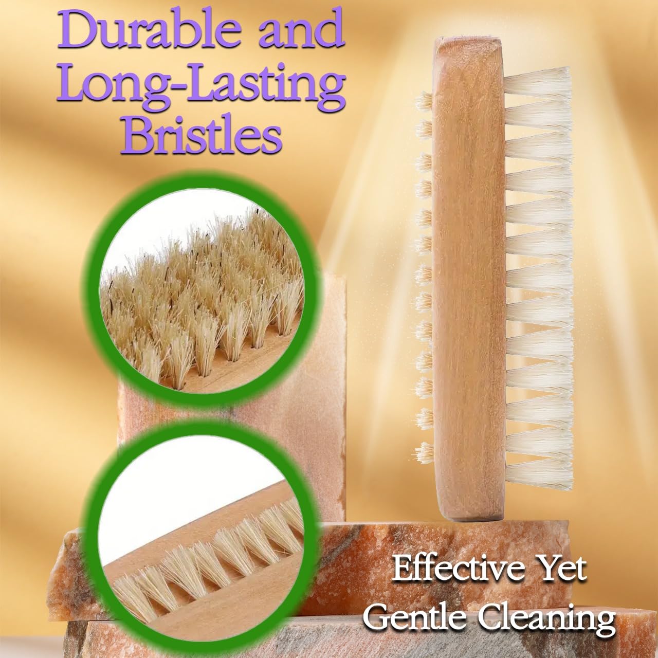 Nail Brush Set, 6Pcs Wooden Double-Sided Nail Cleaning Brushes with Nail Tools, Natural Hand & Foot Care for Men & Women - Image 2