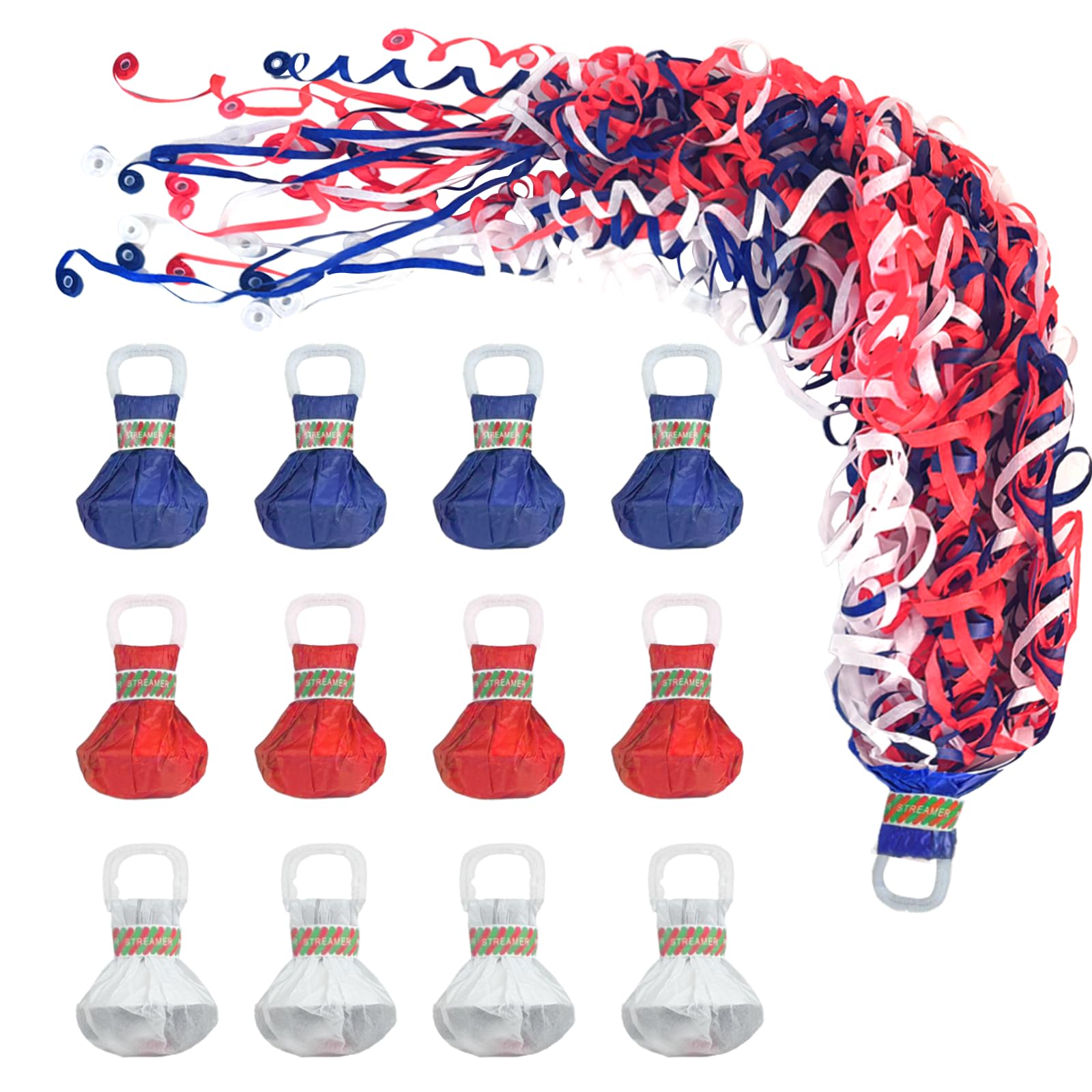 12pack 4th of July Red White & Blue Confetti Poppers No Mess, Hand Throw Party Poppers, Magic Paper Cracker for Celebrating 4th of July, Conventions,