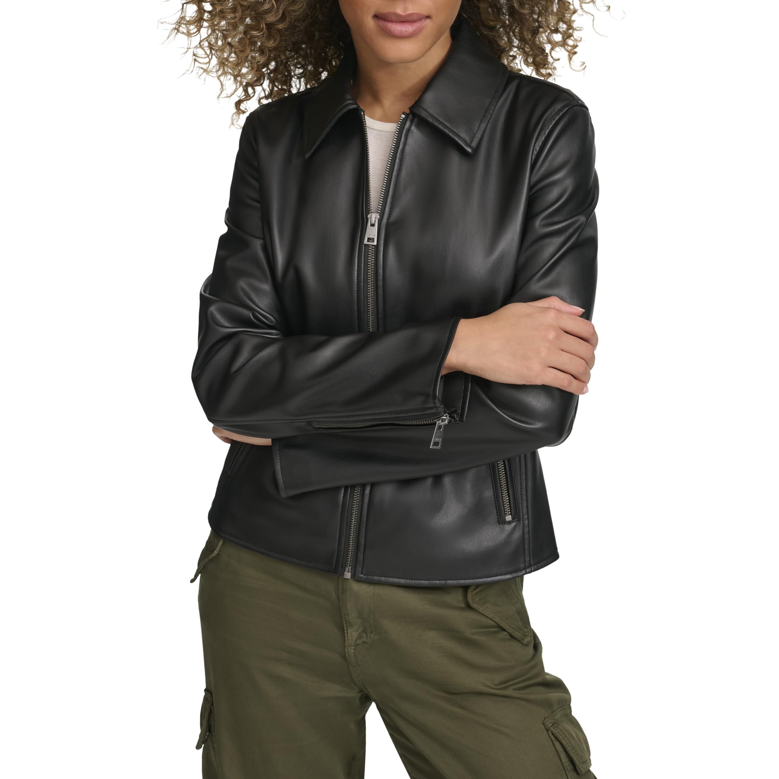 

                                                    Levi's Women's Laydown Collar Racer Jacket, Black,