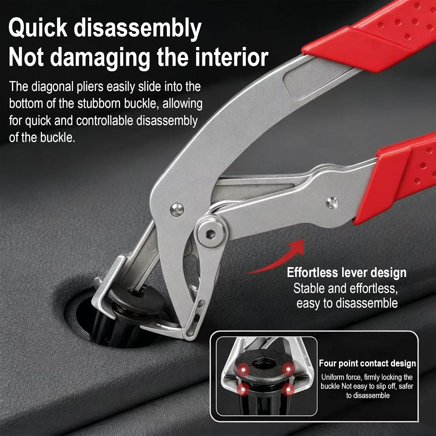 Car Clip Pliers,Auto Fastener Clip Removal Pliers,Spring Loaded Panel Removal Tool for Door Trim, Push Pins,Rivets, Red,1 Pack