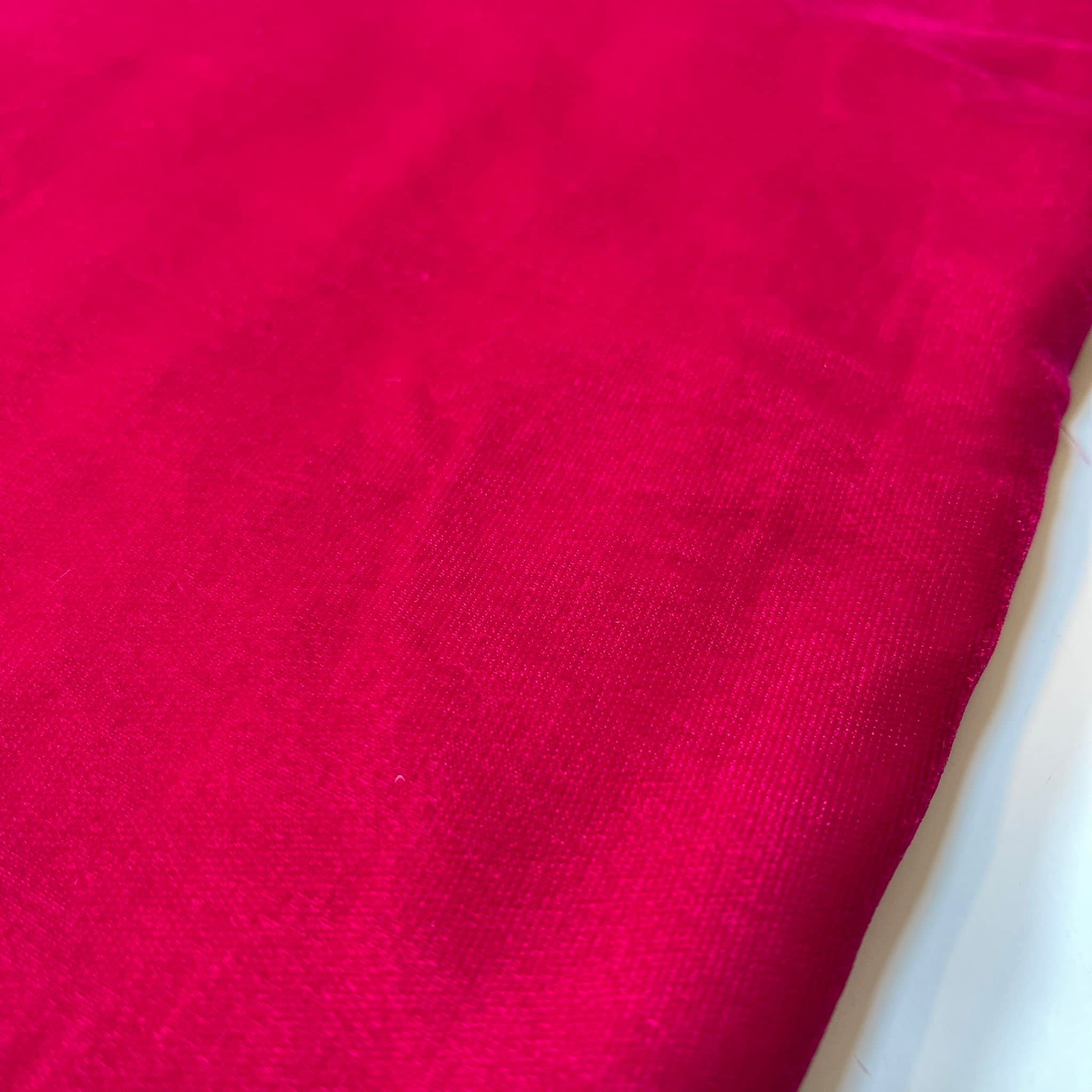 Three Crown Velvet Fabric Soft Strong Material - Home Decor, Curtains, Upholstery, Dress - 112cm Wide (Cerise, 2 Meter) - Image 2