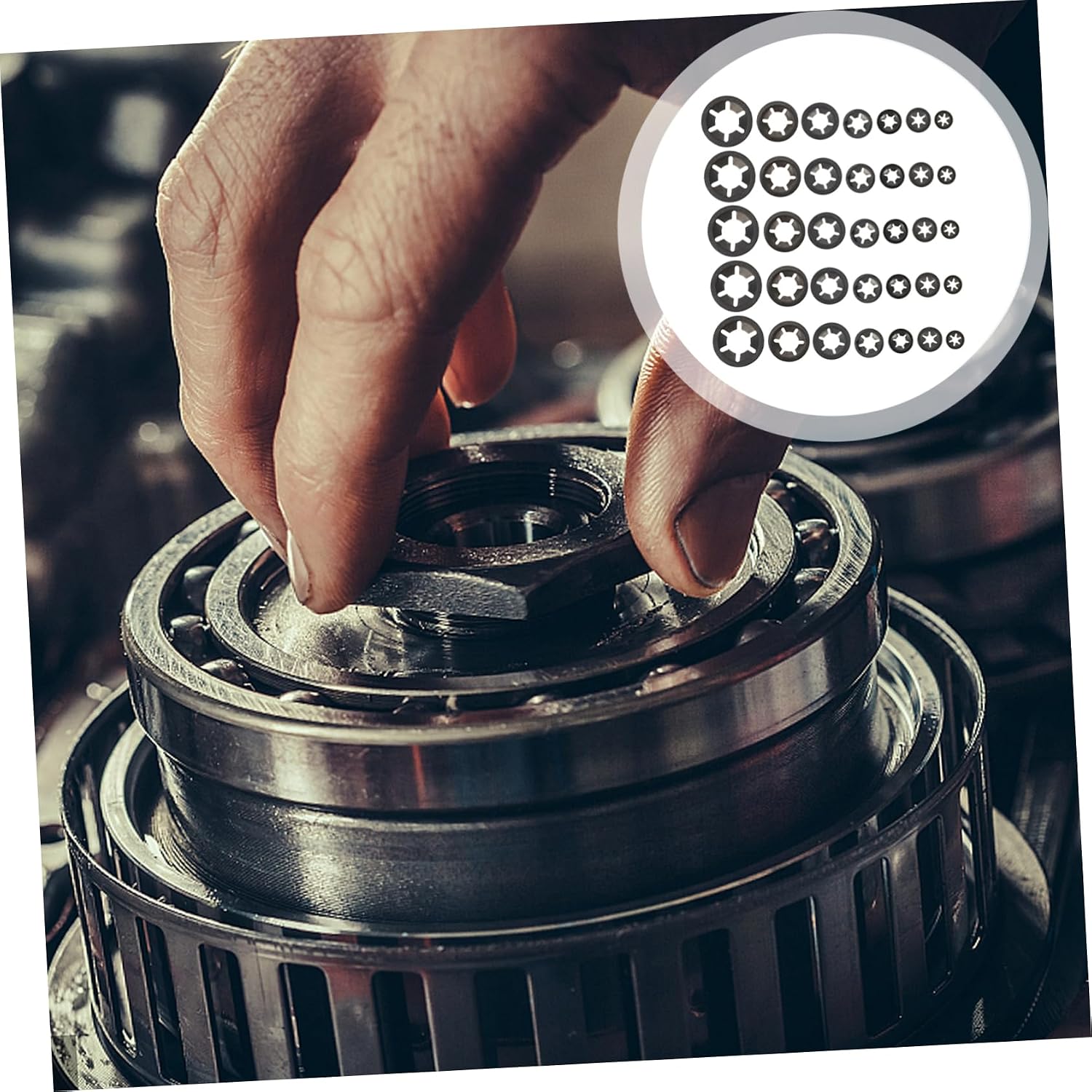 OUNONA 420 Pcs Bearing Clamp Retaining Ring Speeds Clips Washers Locking Fastener Internal Tooth Washer Bearing Retaining Washer Locking Washers Clip Ring Plum Ring