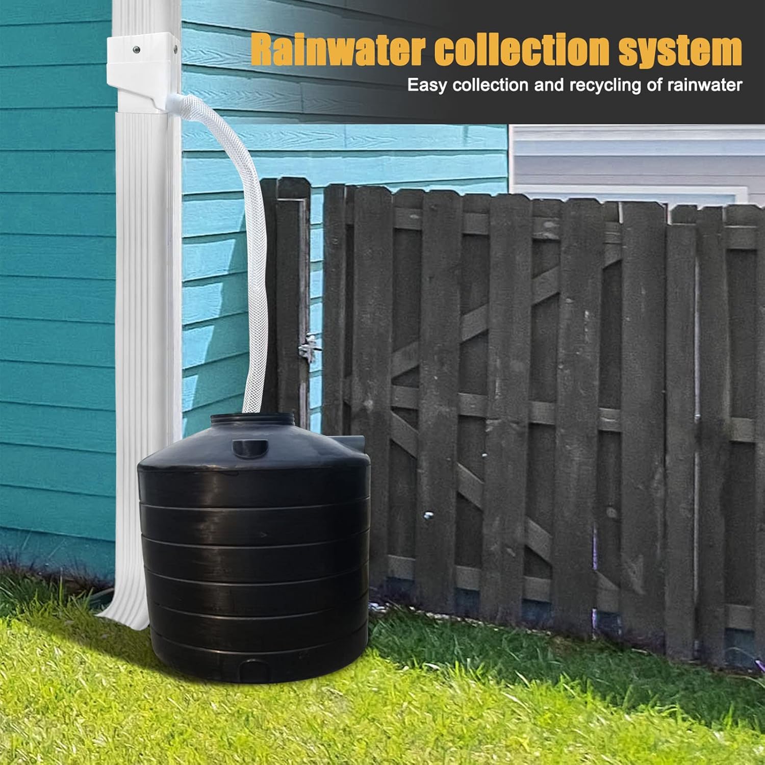 Rainwater Collection System, Rain Barrel Diverter Kit with 40 Hose for Diverting Water, Fits 2x3 Standard Downspout, Rain Diverter Downspout Diverter for Lawn and Garden Watering (White)
