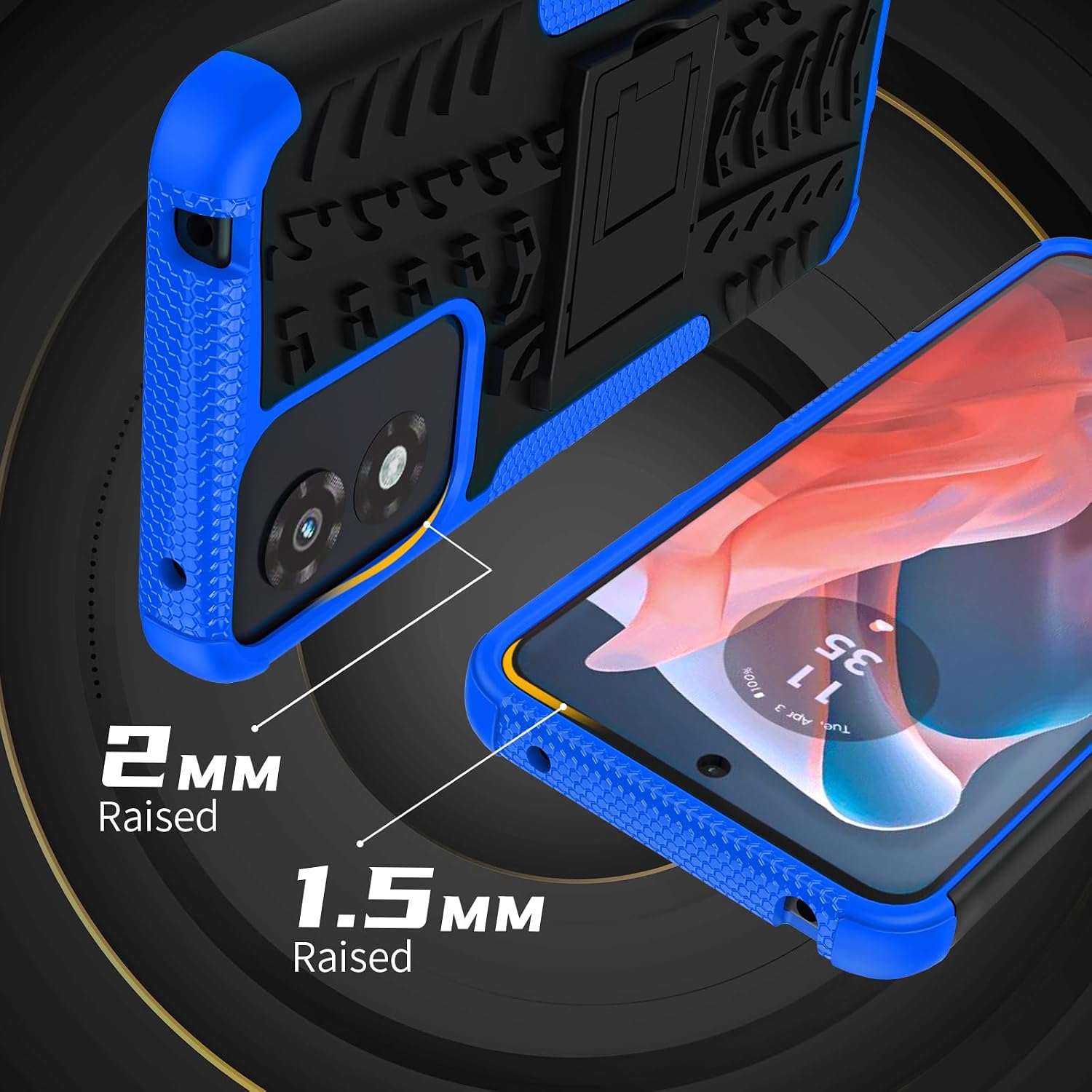 for Moto G Play 2024 Case with 2 Pack Screen Protector,Military Grade Shockproof, Heavy Duty Robust Bumper Cover with Kickstand for Motorola G Play 2024 Phone Blue