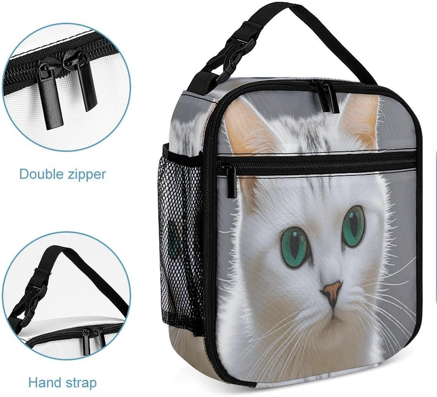 Cute White Cat Insulated Lunch Bag Cooler Bag Lunchbox image 5