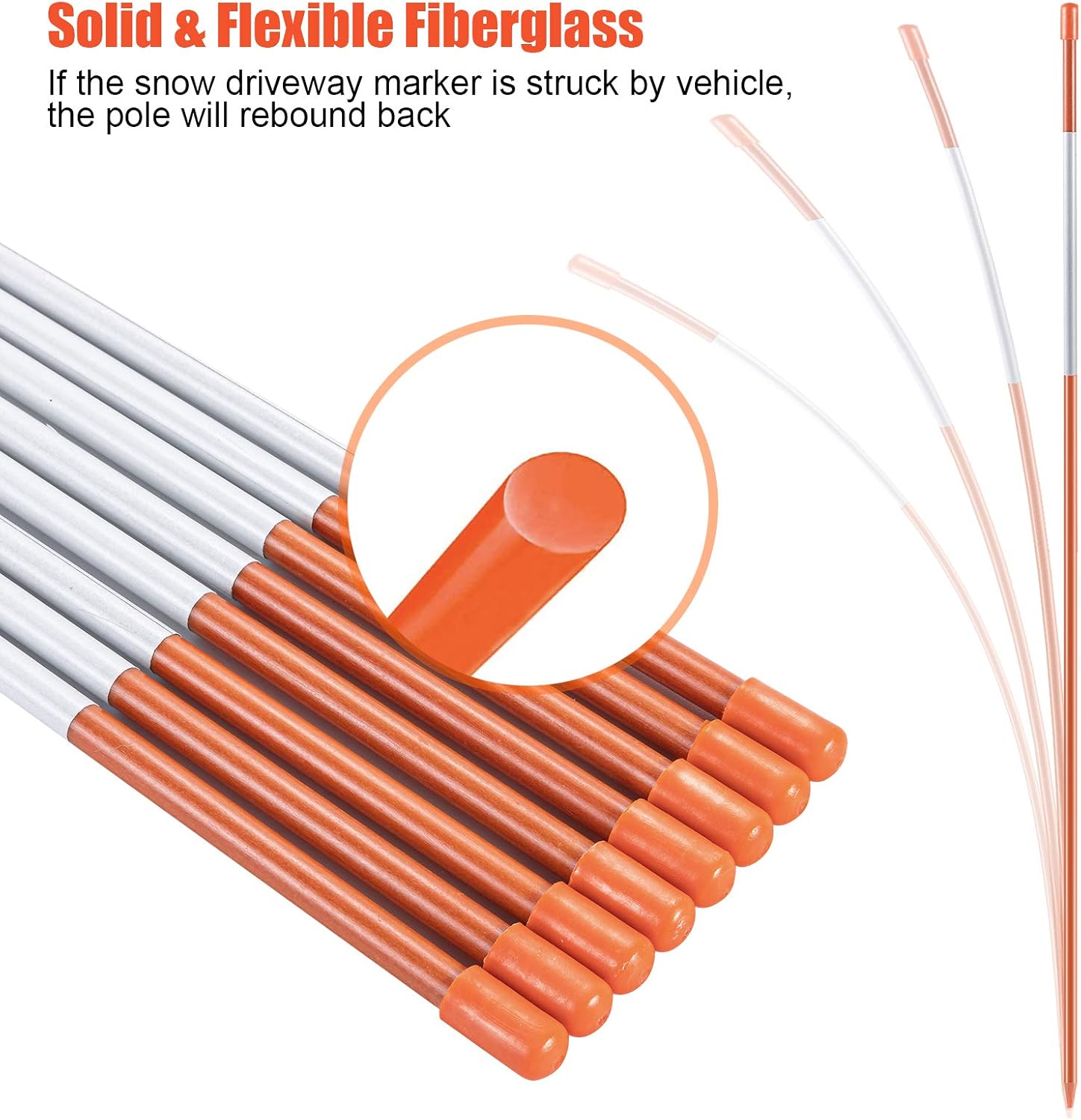 Condition photo showing New/Like New for czc auto 50pcs 48 inch driveway marker reflectors 5/16 inch dia orange fiberglass snow stakes with reflective tape for easy visibility reflective driveway poles for snow plowing with gloves&drill bit 50 4ft/48 x 5/16" dia