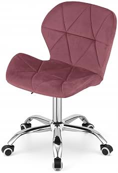 Silla Escritorio - Silla de Oficina con Altura Ajustable - Terciopelo Cadeira Escritorio con Tapizado Geométrico y pie Cromado