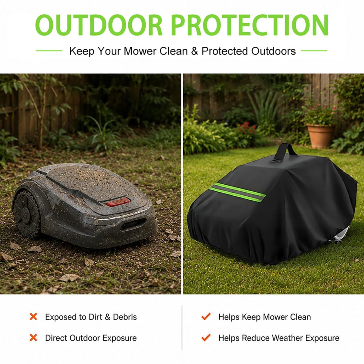 Funda para Robot Cortacésped para Greenworks Tools Optimow 7, Cubierta Protectora Impermeable Oxford 600D con Cordón