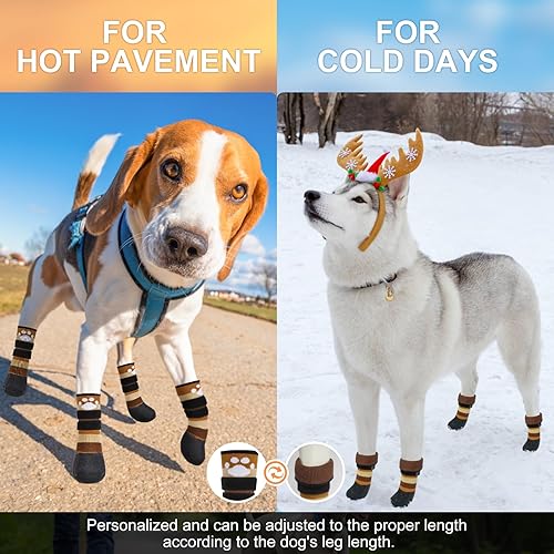 Miniatura 13 de BEAUTYZOO Calcetines antideslizantes para perros, zapatos para perros para pavimento caliente/frío, nieve y días de lluvia, botines de agarre