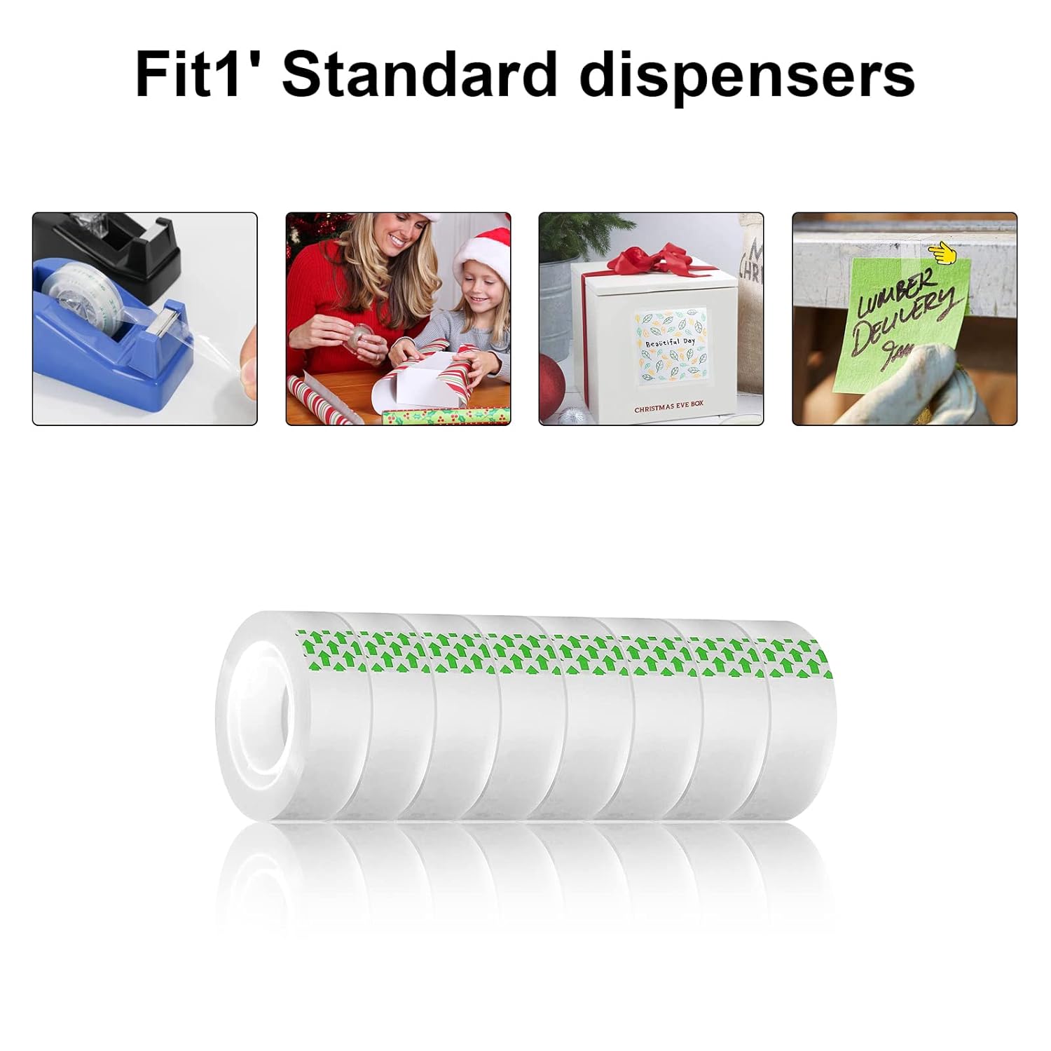 Transparent Tape,8 Roll Clear Tape Refills for Dispenser, 3/4-Inch Clear Tape Refill Roll for Gift Wrapping,Office, Home, School : Office Products
